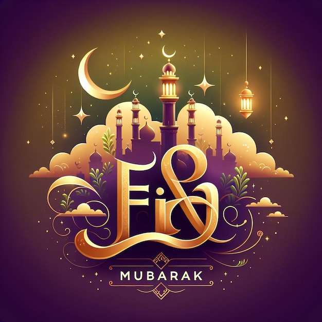 Photo modèle de conception et illustration d'eid mubarak