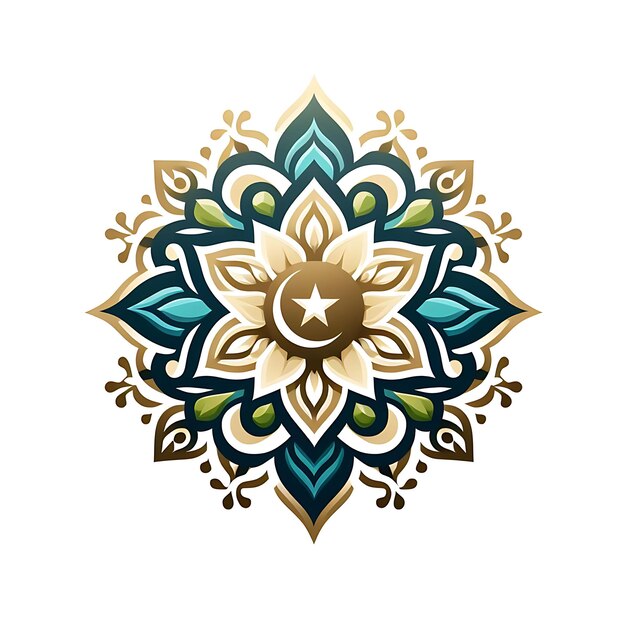 Photo modèle de conception de logo de style mandala de fleur islamique génératif ai