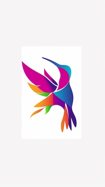 Photo un modèle de conception de logo unique et coloré pour l'oiseau colibri