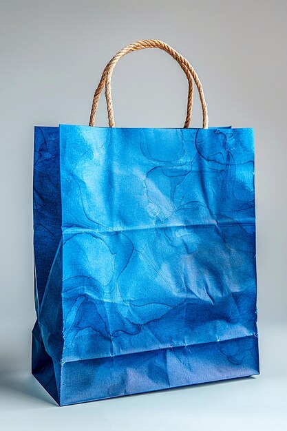 Photo modèle de conception de sac en papier bleu généré par mockup ai