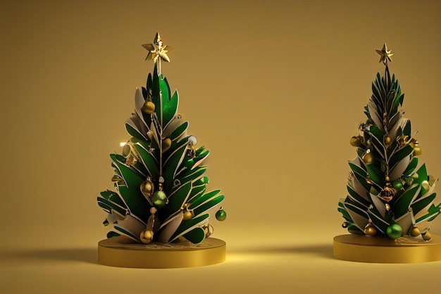 Modèle de conception de sapin de Noël décoré