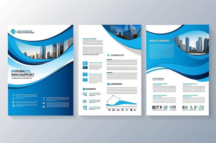 Photo modèle de conception vectorielle pour brochure rapport annuel magazine affiche présentation d'entreprise portefeuille flyer infographie mise en page moderne avec couleur bleue taille a4 devant et derrière facile à utiliser et à modifier