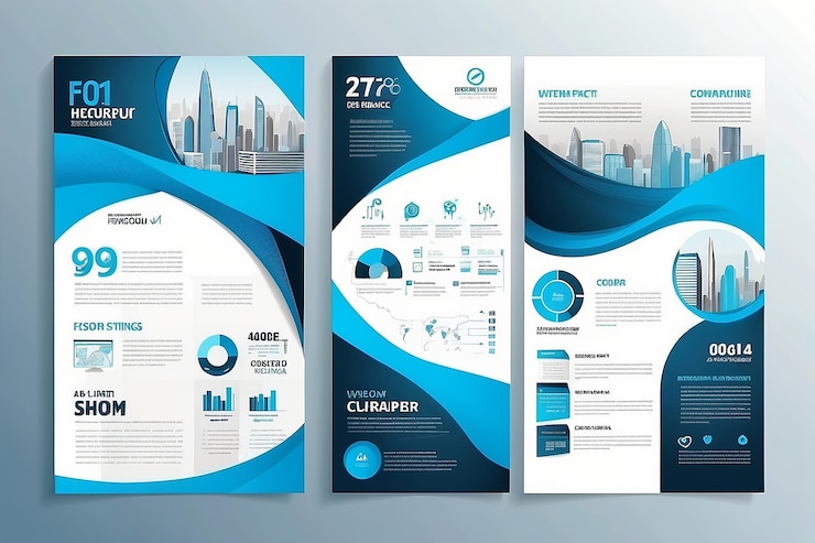 Photo modèle de conception vectorielle pour brochure rapport annuel magazine affiche présentation d'entreprise portefeuille flyer infographie mise en page moderne avec couleur bleue taille a4 devant et derrière facile à utiliser et à modifier