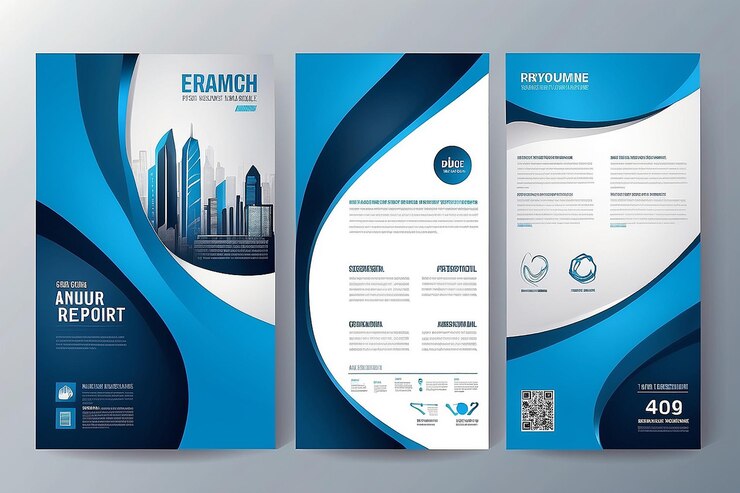 Photo modèle de conception vectorielle pour brochure rapport annuel magazine affiche présentation d'entreprise portefeuille flyer infographie mise en page moderne avec couleur bleue taille a4 devant et derrière facile à utiliser et à modifier