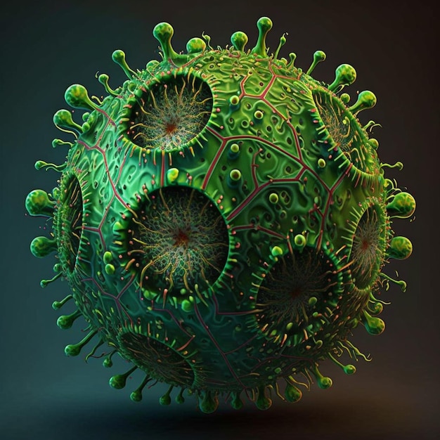 modèle de coronavirus avec un fond vert