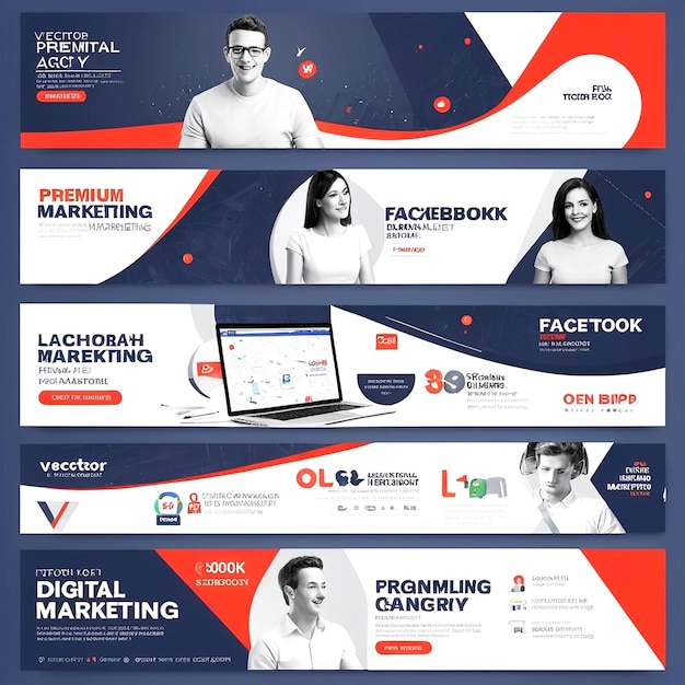 Modèle de couverture et de bannière Web de l'agence de marketing numérique Facebook