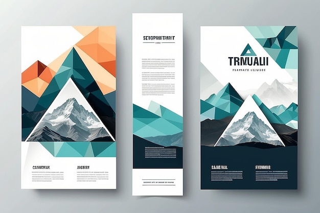 Photo modèle de couverture pour un rapport dans un style minimaliste avec des éléments de conception triangulaires pour une photo