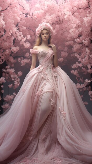 un modèle dans une robe rose