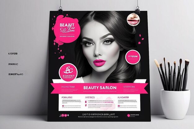 Photo modèle de dépliant de salon de beauté