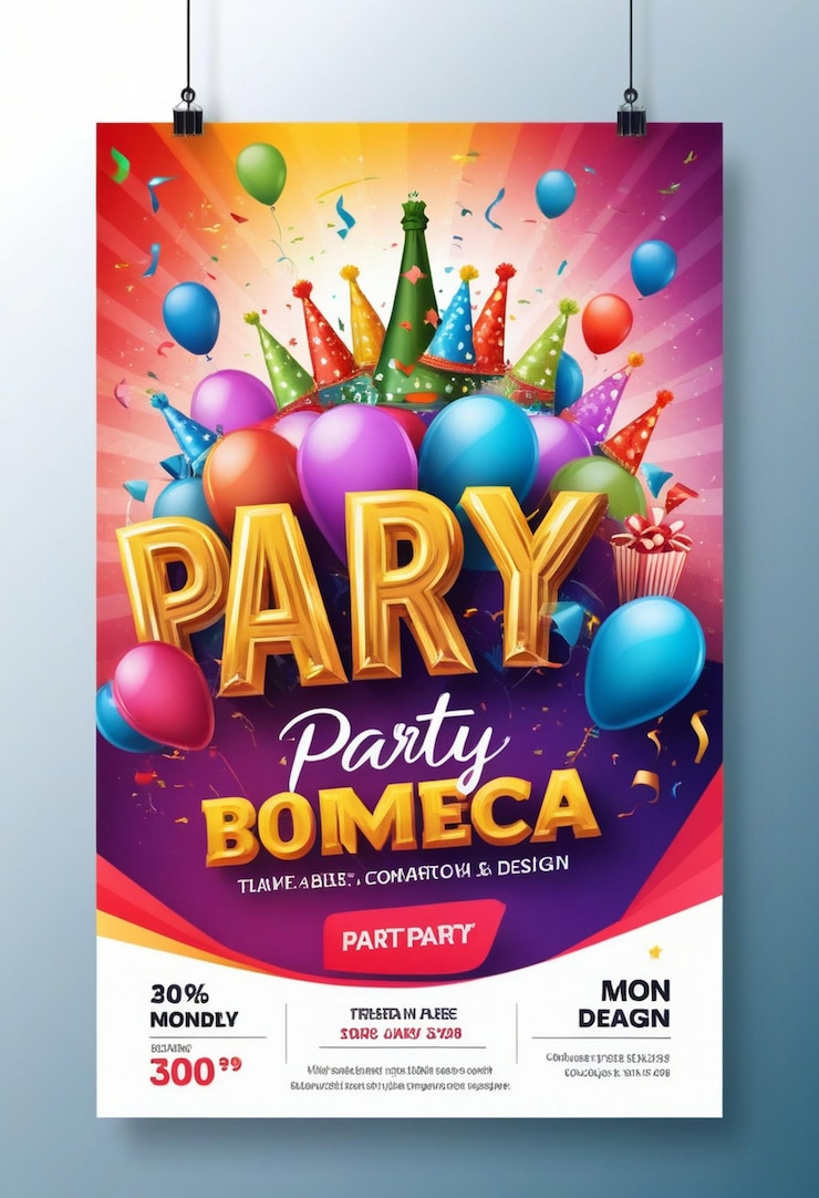 Photo modèle de dessin d'affiche de fête
