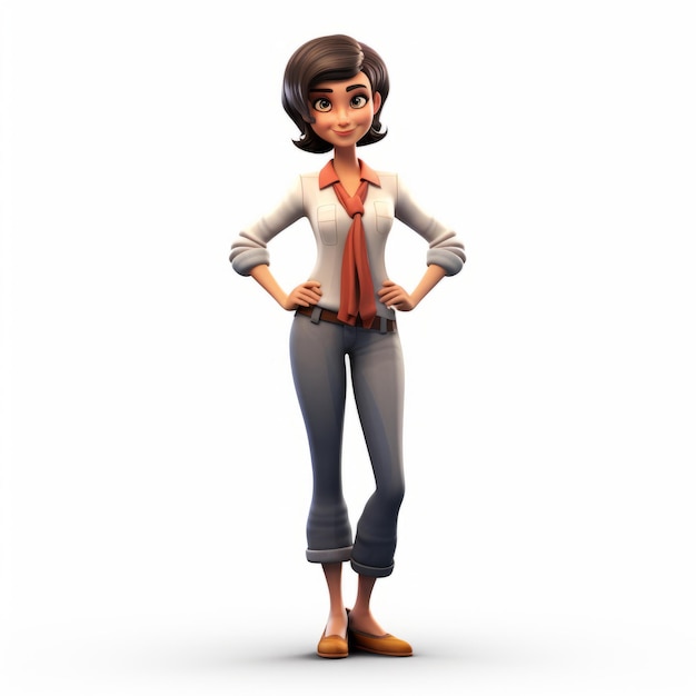 Modèle de dessin animé 3D de Vanessa avec les cheveux courts