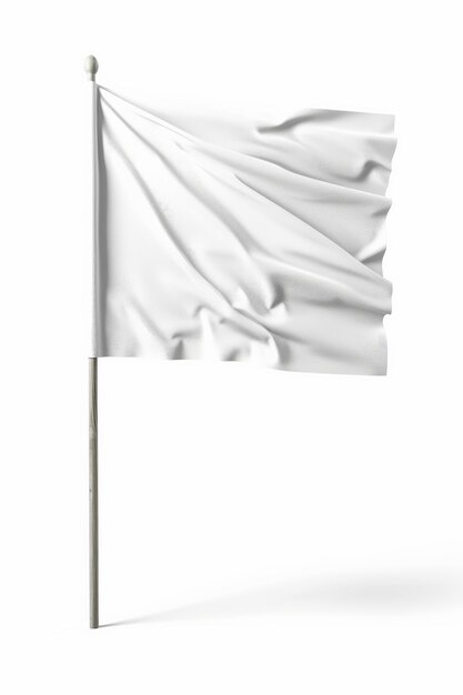 Photo modèle de drapeau blanc isolé sur un fond blanc.