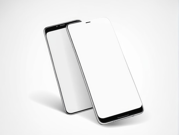Modèle d'écran blanc d'un smartphone isolé sur un fond blanc