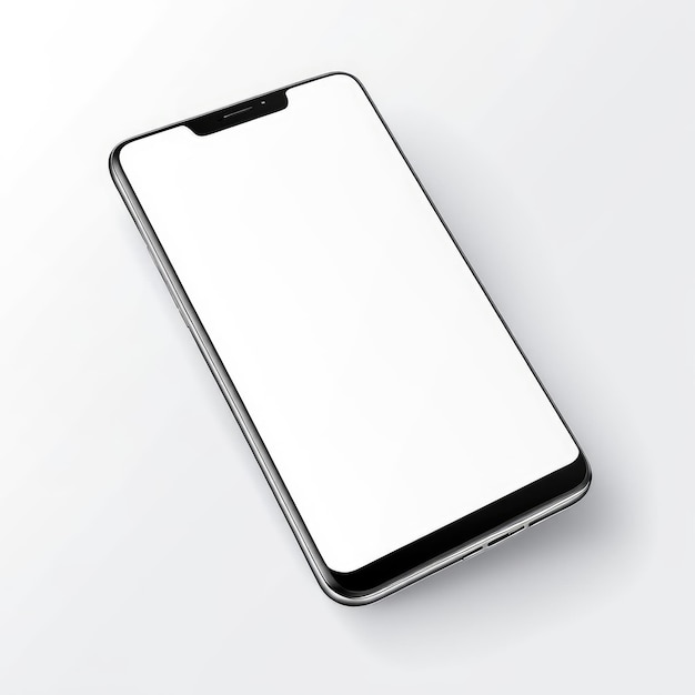 Modèle d'écran blanc d'un smartphone isolé sur un fond blanc