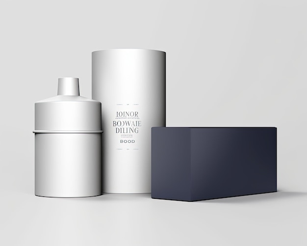 Modèle d'emballage en aluminium blanc blanc pour les produits de soins de la peau