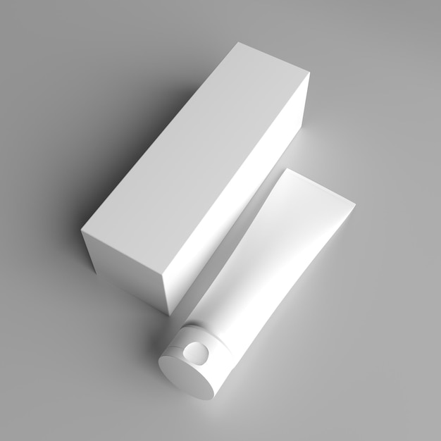 modèle d'emballage de rendu 3D pour crème ou cosmétiques avec maquette de boîte pour la conception
