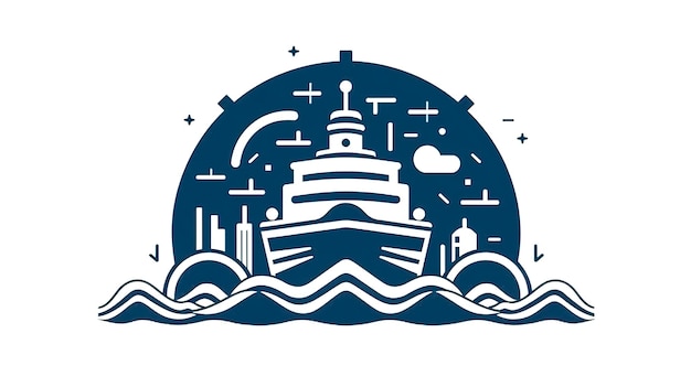 Modèle d'emblème avec navire logo nautique générative ai