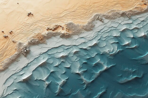 Modèle d'espace de copie cartographique de l'océan et du sable