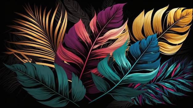Modèle exotique AI générative avec des feuilles de palmier Fond tropical lumineux Photo large horizontale