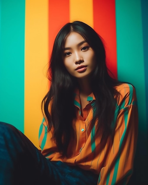 modèle de femme asiatique posant à la mode des années 90