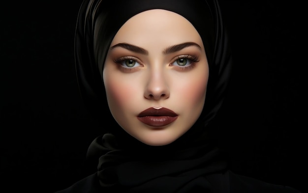 Modèle femme en hijab noir AI