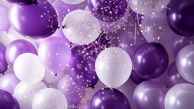 Modèle de fête de ballons violets