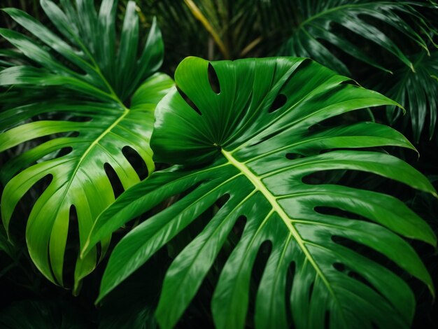 modèle de feuilles de palmier tropical arrière-plan vert feuillage d'arbre monstera