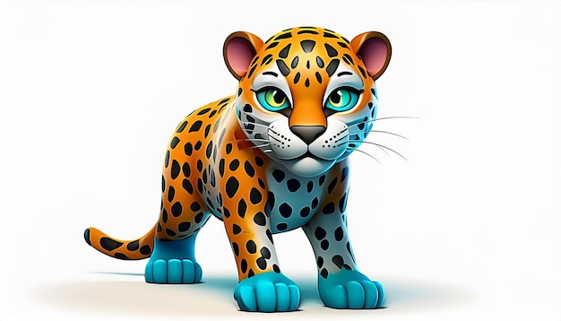 un modèle d'une figure de léopard avec des yeux bleus et des yeux verts