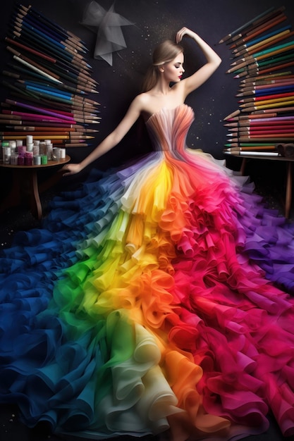 Robe arc en ciel fille hotsell