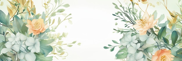 Modèle avec des fleurs et des feuilles pour invitation ou carte postale