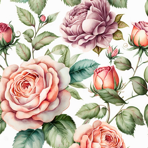 modèle floral rose aquarelle