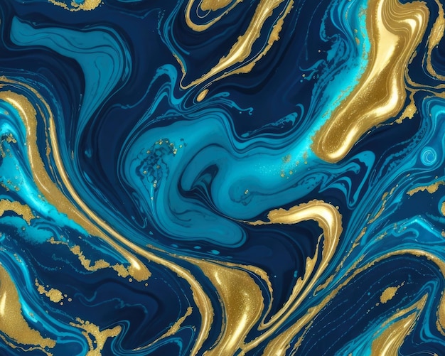 Modèle fluide bleu océan et or sans soudure