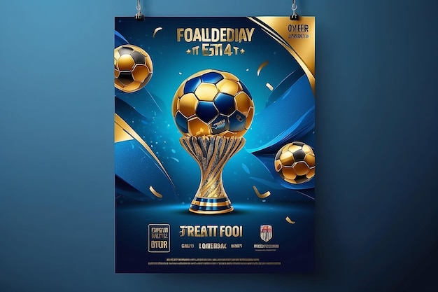 Modèle de flyer ou d'affiche de compétition de football avec Golde