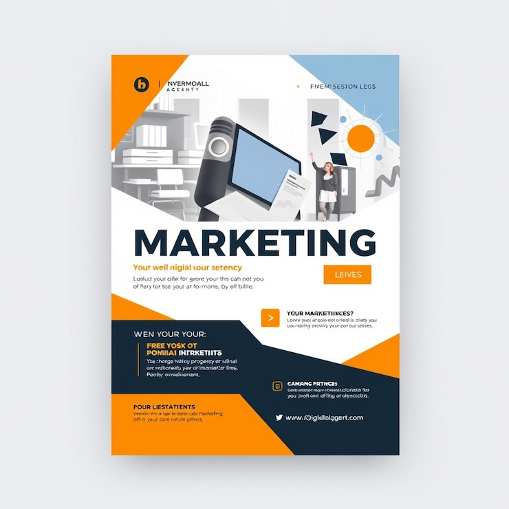 Photo modèle de flyer d'agence de marketing numérique moderne