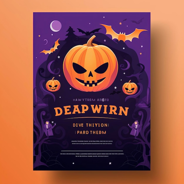 modèle de flyer de fête d'Halloween dans le design plat hd