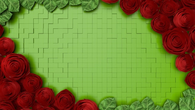 Modèle de fond fleur rose, Saint Valentin, rendu 3d.