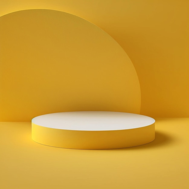 Modèle de fond de podium d'affichage minimaliste jaune AI générative