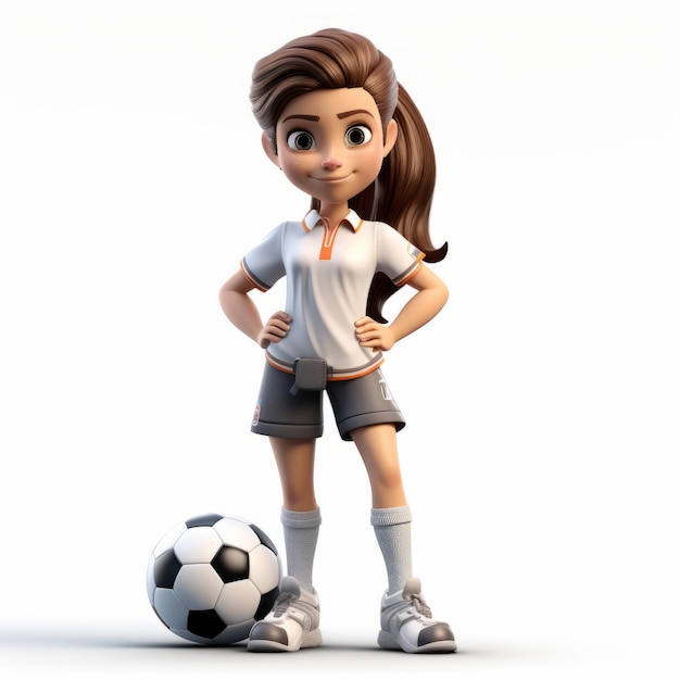 Modèle de footballeuse en 3D sur fond blanc