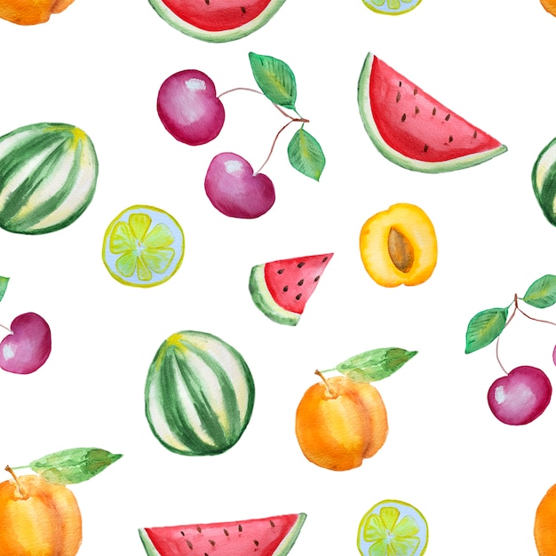 Modèle de fruits dessinés à la main aquarelle