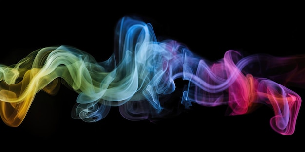 modèle de fumée à texture vidéo colorée sur un fond noir IA générative