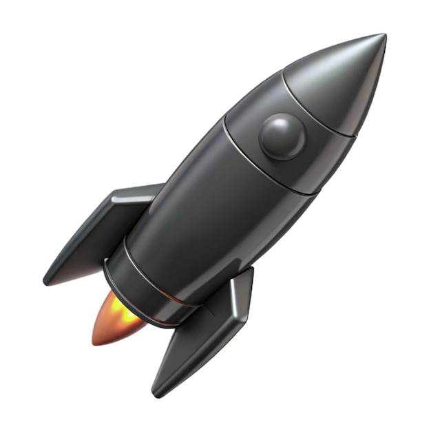 un modèle de fusée avec un missile noir et orange dessus