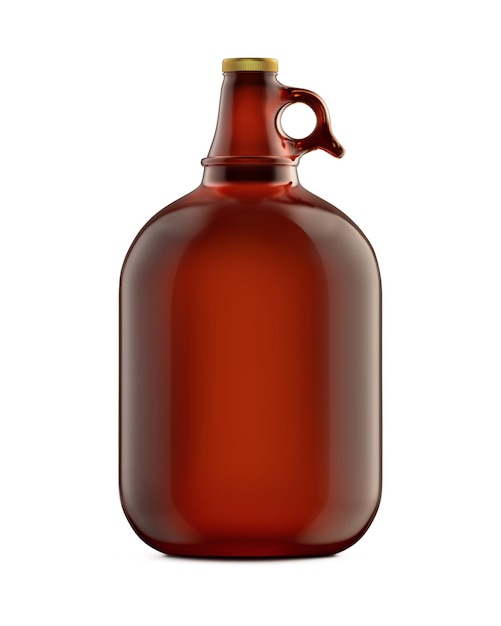 Modèle de Growler vierge marron isolé sur fond blanc