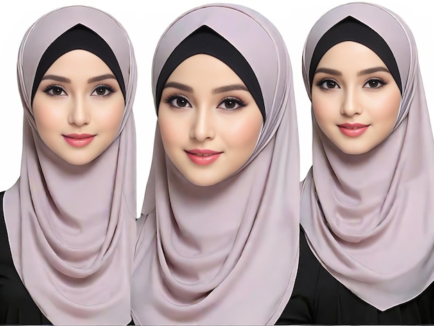 Modèle de hijab islamique sur fond blanc