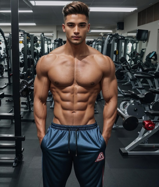 Modèle Homme Avec Un Corps Et Une Peau Parfaits Vêtu De Vêtements