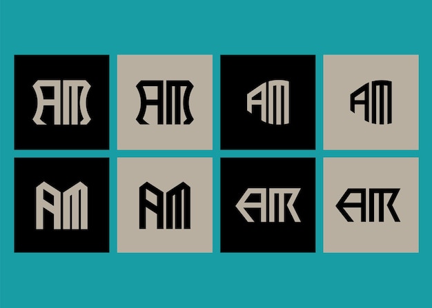 Modèle d'icône vectorielle de la conception initiale du logo moderne AM