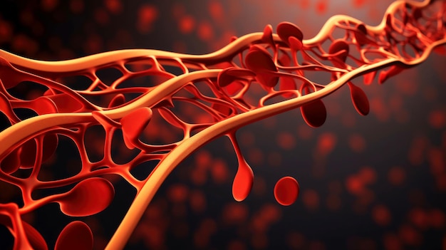 Modèle d'illustration 3D des systèmes d'organes humains, des globules rouges et blancs circulatoires et digestifs