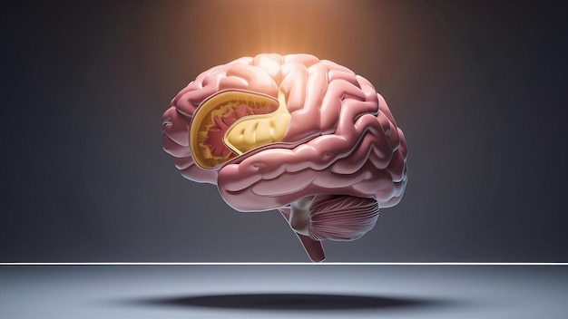 modèle d'illustration de rendu cérébral 3D arrière-plan le concept d'intelligence brainstorming