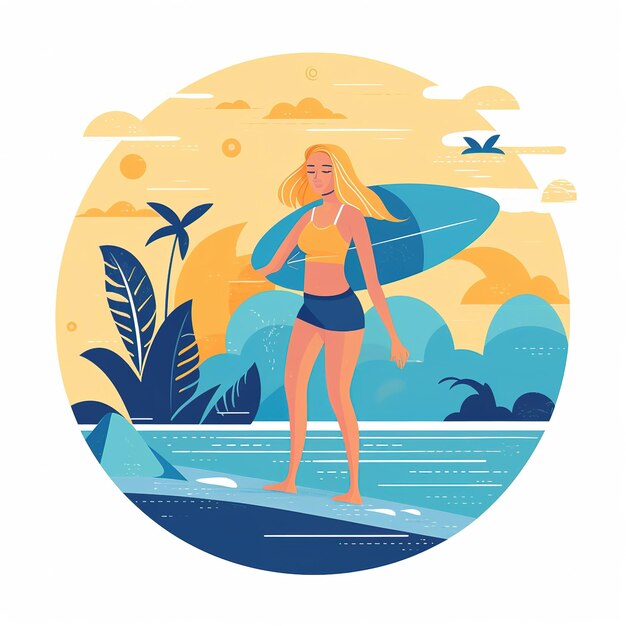 modèle d'illustration de surfeur hawaïen