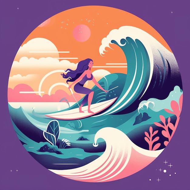 modèle d'illustration de surfeur hawaïen