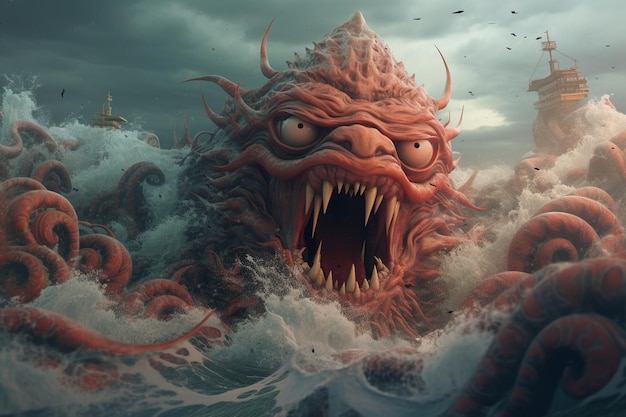 Modèle d'illustrations de monstre marin